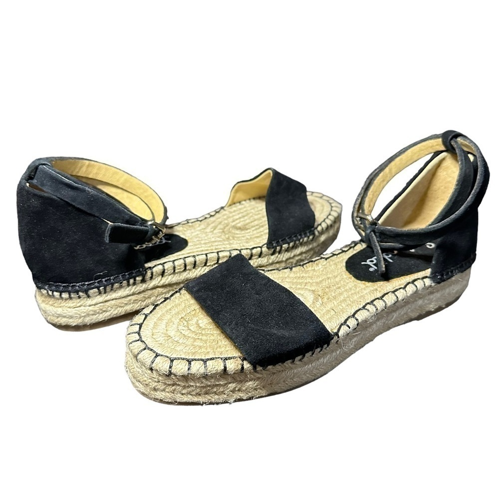 NWOB Splendid Black Suede Ankle Strap Platform Espadrille Womens‎ Size 6.5